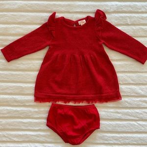 Glitter red sweater dress with diaper cover